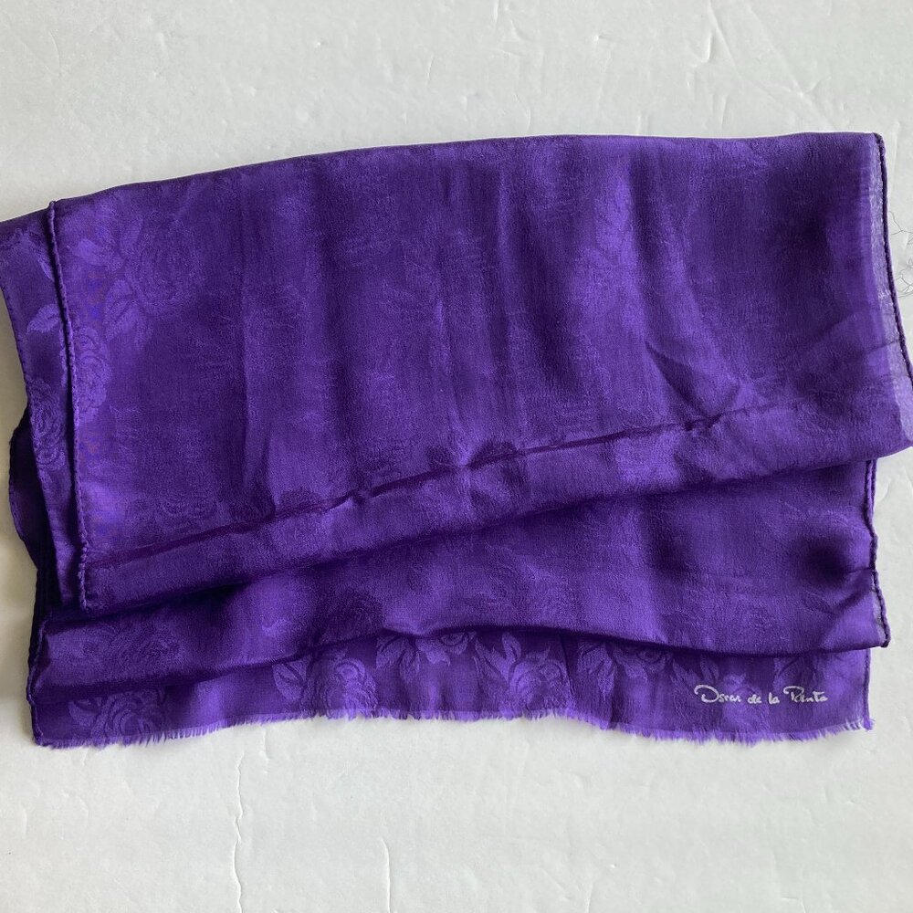 Oscar de la Renta Purple Scarf - 64 inches - Picture 2 of 5